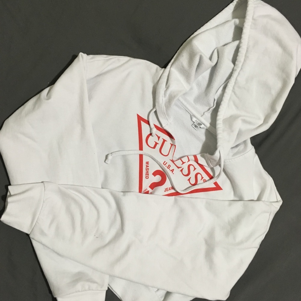 Guess Logo cropped top hoodie sweater